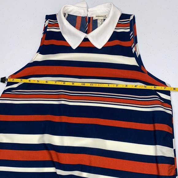 Monteau Women’s Summer Stripes Sleeveless Collard Dress Size Medium - Picture 7 of 8